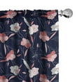 thumbnail image 1 of Ambesonne Floral Window Curtains, Modernistic Delicate Flowers, Each 28" W x 95" L, Indigo Pale Ruby, 1 of 4