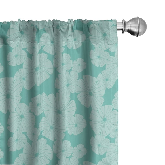 Ambesonne Floral Window Curtains, Monochrome Flower Petals Art, Each 28" W x 84" L, Seafoam and Pale Seafoam