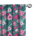 thumbnail image 1 of Ambesonne Floral 4-Panel Curtains, Monstera Leaf Pink Flowers, 56"x63", Pale Petrol Blue Teal, 1 of 4