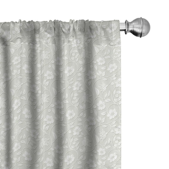 Ambesonne Floral Window Curtains, Ornamental Modern Art, Each 28" W x 84" L, Beige White