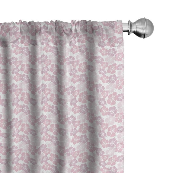 Ambesonne Floral Window Curtains, Pastel Blush Tones Flower, Each 28" W x 63" L, White Rose Pale Pink