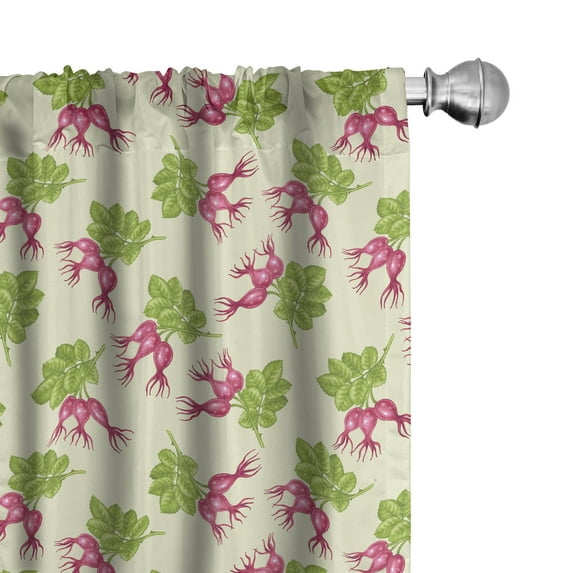 Ambesonne Floral Window Curtains, Repeating Briers Leaves Art, Each 28" W x 95" L, Dried Rose and Apple Green
