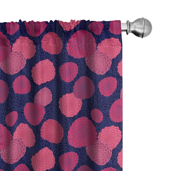 Ambesonne Floral Window Curtains, Repetitive Round Flowers Art, Each 28" W x 84" L, Magenta and Dark Violet Blue