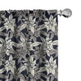 thumbnail image 1 of Ambesonne Floral Window Curtains, Retro Flower on Dark Back, Each 28" W x 84" L, Dark Blue Grey and Multicolor, 1 of 4