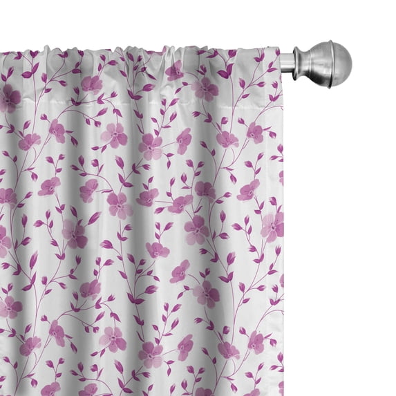 Ambesonne Floral Window Curtains, Romantic Soft Peony Flowers, Each 28" W x 63" L, Fuchsia White