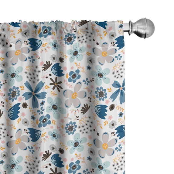 Ambesonne Floral Window Curtains, Romantic Spring Bouquet Art, Each 28" W x 95" L, Sky Blue Seafoam