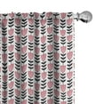 thumbnail image 1 of Ambesonne Floral Window Curtains, Scandinavian Style Blossom, Each 28" W x 84" L, Charcoal Grey Dried Rose, 1 of 3