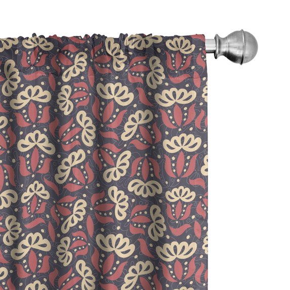 Ambesonne Floral Window Curtains, Simplistic Foliage Botanical, Each 28" W x 95" L, Cadet Blue Coral