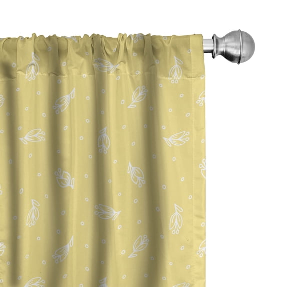 Ambesonne Floral Window Curtains, Soft Tone Small Flowers, Each 28" W x 84" L, White Pastel Yellow
