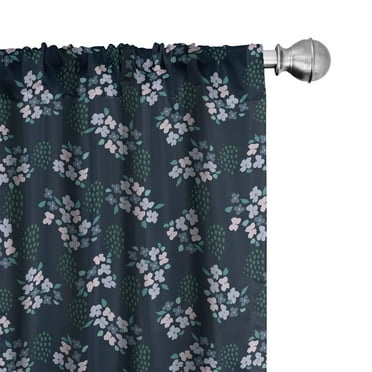 Ambesonne Floral 4-Panel Curtains, Spring Flowers Fashion Art, 56"x95", Pale Mauve Cadet Blue