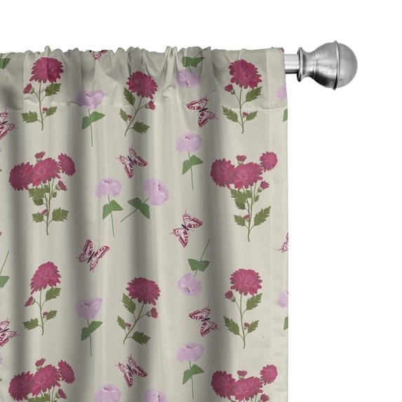 Ambesonne Floral Window Curtains, Spring Time Spread Flowers, Each 28" W x 63" L, Grey Yellow Multicolor