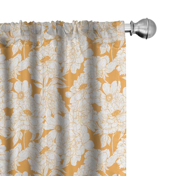 Ambesonne Floral 4-Panel Curtains, Summer Time Garden Items, 56"x84", Pale Orange and White