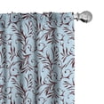 thumbnail image 1 of Ambesonne Floral Window Curtains, Tattoo Like Flower Motifs, Each 28" W x 63" L, Soft Blue Dark Maroon, 1 of 4