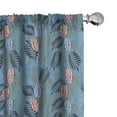 thumbnail image 1 of Ambesonne Floral Window Curtains, Tropical Botany on Blue Back, Each 28" W x 63" L, Blue Grey and Coral, 1 of 4
