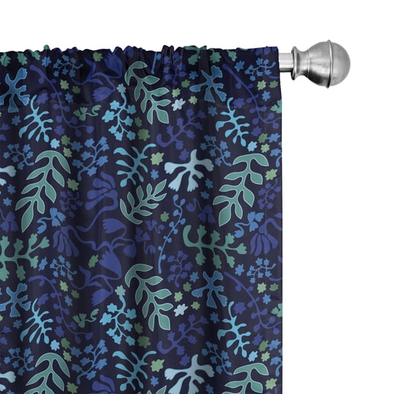 Ambesonne Floral 4-Panel Curtains, Underwater Illustration Art, 56"x95", Pale Sky Blue and Sky Blue