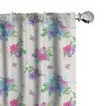 thumbnail image 1 of Ambesonne Floral Window Curtains, Vintage Flowers Leaves Plot, Each 28" W x 95" L, Fern Green Pale Purple, 1 of 4