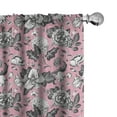 thumbnail image 1 of Ambesonne Floral Window Curtains, Vintage Garden Flowers, Each 28" W x 63" L, Coral Black and White, 1 of 4