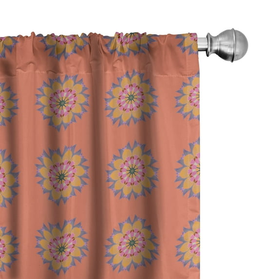 Ambesonne Floral Window Curtains, Vintage Multicolored Flowers, Each 28" W x 95" L, Burnt Sienna Marigold