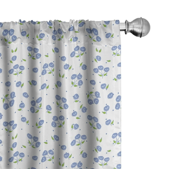Ambesonne Floral 4-Panel Curtains, Vintage Rose Bouquets, 56"x84", Violet Blue Green White