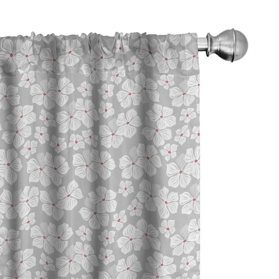 Ambesonne Floral Window Curtains, Vintage Tropic Flowers, Each 28" W x 95" L, Pale Taupe Magenta