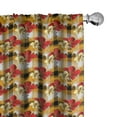 thumbnail image 1 of Ambesonne Floral Window Curtains, Water Flower Art With Tartan, Each 28" W x 63" L, Dark Pink Dark Yellow, 1 of 4