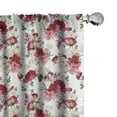 thumbnail image 1 of Ambesonne Floral Window Curtains, Watercolor Peonies Leaves, Each 28" W x 63" L, Maroon and Pastel Green, 1 of 4