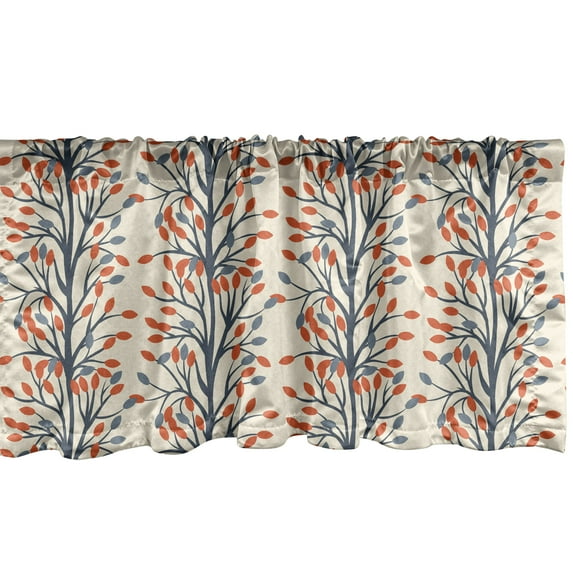 Ambesonne Floral Abstract Window Valance with Rod Pocket, Vintage Flowery, 54" X 18", Beige Vermilion and Grey