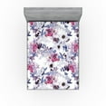thumbnail image 1 of Ambesonne Floral Aquarelle Fitted Sheet, Winter Flowers Art, Full Size, Dark Lavender Pale Ruby, 1 of 5