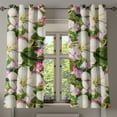 thumbnail image 1 of Ambesonne Floral Aquarelle Grommet Curtain, Romance Flowers, 50"x63", Forest Green Eggshell, 1 of 1