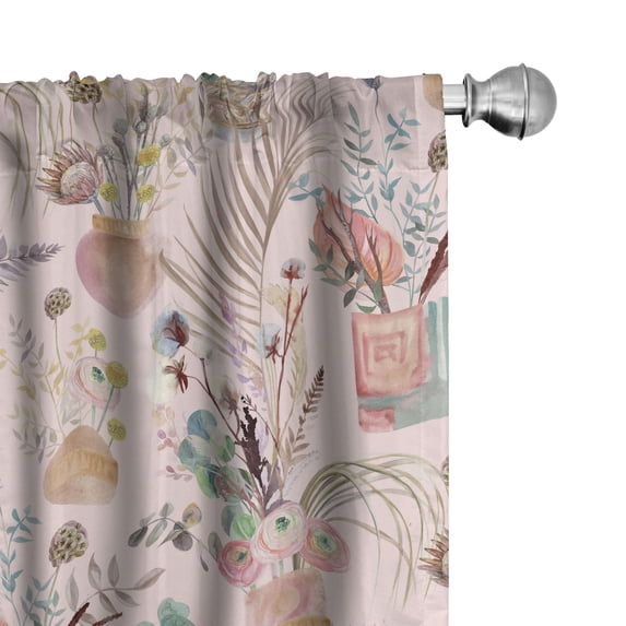 Ambesonne Floral Art Curtains, Flower Bouquet Blooms, Pair of 28"x63", Sand Brown and Pale Teal