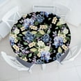 thumbnail image 1 of Ambesonne Floral Art Fitted Round Tablecloth, Night's Bouquet Ornament, 40"- 44" Diameter, Black Green and Violet Blue, 1 of 1