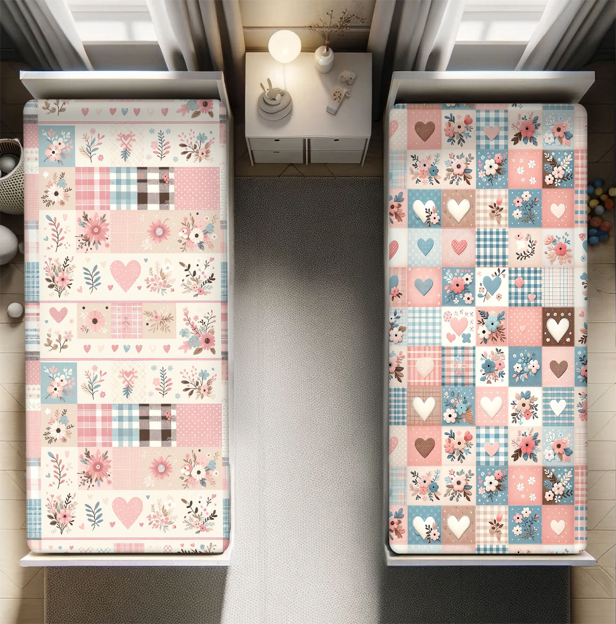 Ivory and Pastel Floral Microfiber Queen Fitted Sheet Set