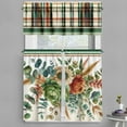 thumbnail image 1 of Ambesonne Floral Art Valance & Curtain 3 Pcs Set, Peony Eucalyptus Tartan, 55"x24", Laurel Green Multicolor, 1 of 7