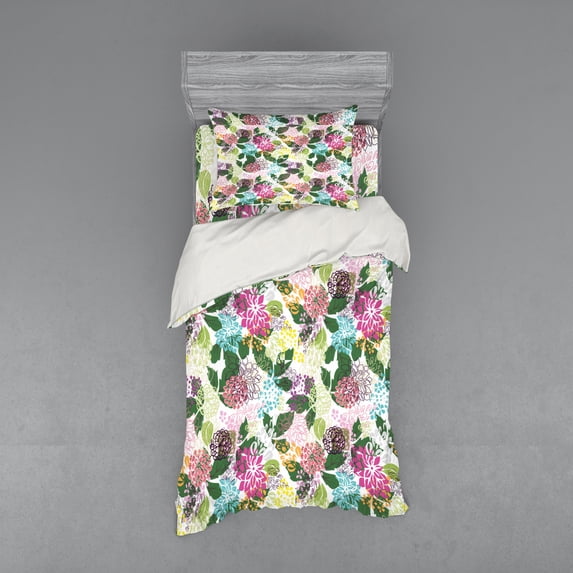 Ambesonne Floral Bedding Set 3 Pcs, Blooms Beauty, Twin XL, Multicolor