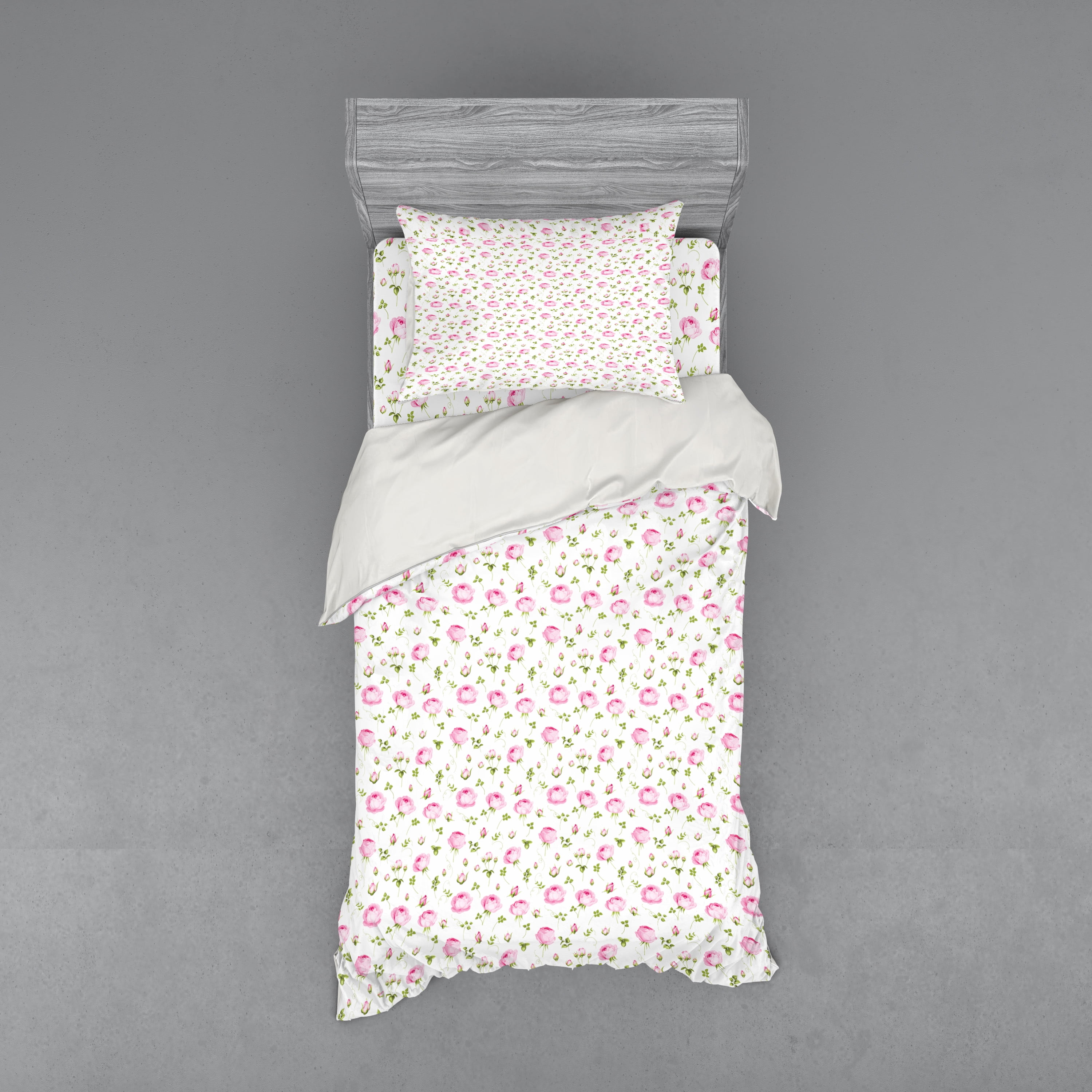 Ambesonne Floral Bedding Set 3 Pcs, Blossoming Roses Vintage, Twin XL ...