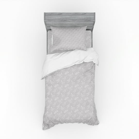 Ambesonne Floral Bedding Set 3 Pcs, Feminine Roses with Details, Twin, Pale Taupe and Pearl