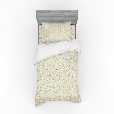 Ambesonne Floral Bedding Set 3 Pcs, Fresh Spring Flowers, Twin XL, Multicolor