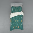 thumbnail image 1 of Ambesonne Floral Bedding Set 3 Pcs, Ornate Flowers, Twin, Teal Dark Orange, 1 of 3