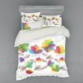 thumbnail image 1 of Ambesonne Floral Bedding Set 4 Pcs, Colored Blooming Flowers, Queen, Multicolor, 1 of 2
