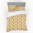thumbnail image 1 of Ambesonne Floral Bedding Set 4 Pcs, Colorful Cartoon Flowers, Queen, Mustard Vermilion White, 1 of 3