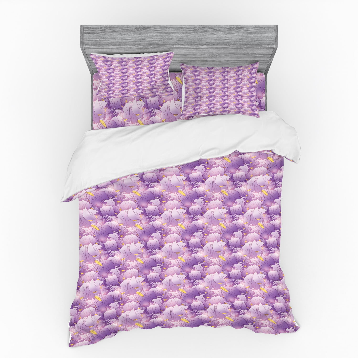 Lavender and Yellow Floral Queen Duvet Cover Set