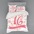 thumbnail image 1 of Ambesonne Floral Bedding Set 4 Pcs, Floral 16, Queen, Dark Coral Mint, 1 of 2