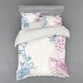 thumbnail image 1 of Ambesonne Floral Bedding Set 4 Pcs, Flower Field Spring Art, Queen, Teal Lilac Dried Rose, 1 of 2