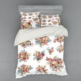 thumbnail image 1 of Ambesonne Floral Bedding Set 4 Pcs, Romance Love Wedding, Queen, Dark Coral Blue Tan, 1 of 3