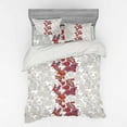 thumbnail image 1 of Ambesonne Floral Bedding Set 4 Pcs, Romantic Vİbrant Boho, Queen, Red Black Grey, 1 of 2