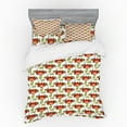 thumbnail image 1 of Ambesonne Floral Bedding Set 4 Pcs, Spring Leaves and Flowers, Queen, Vermilion Olive Green, 1 of 3