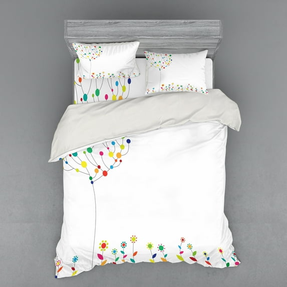 Ambesonne Floral Bedding Set 4 Pcs, Tree Branch Spring Buds, Queen, Multicolor