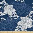 thumbnail image 1 of Ambesonne Floral Boho Fabric by the Yard Upholstery, Simple Jasmine Print, 2 Yards, Dark Indigo Eggshell, 1 of 1