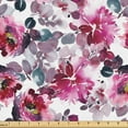 thumbnail image 1 of Ambesonne Floral Boho Fabric by the Yard Upholstery, Print Aquarelle Flowers, 3 Yards, Ivory Magenta Lilac, 1 of 1