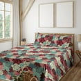thumbnail image 1 of Ambesonne Floral Boho Fitted & Flat Sheet with Shams 4 Pcs Set, Delicate Botany Flowers, Queen, Pastel Pink Sea Green, 1 of 1